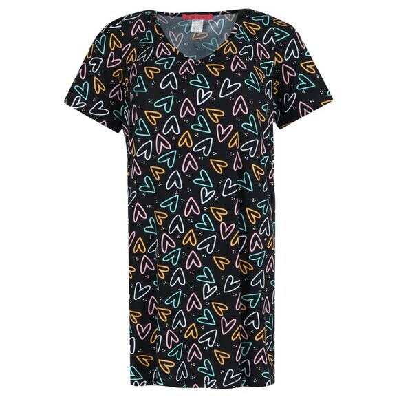 5 More Minutes Women's Hearts V-Neck Short Sleeve Night Shirt - Picture 1 of 3